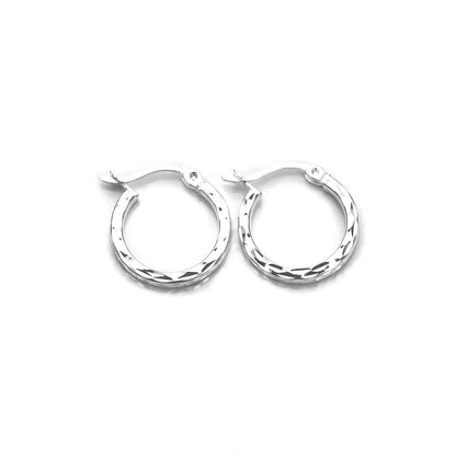 Boucles d'oreilles créoles carrées en argent sterling taille diamant