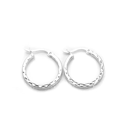 Boucles d'oreilles créoles carrées en argent sterling taille diamant