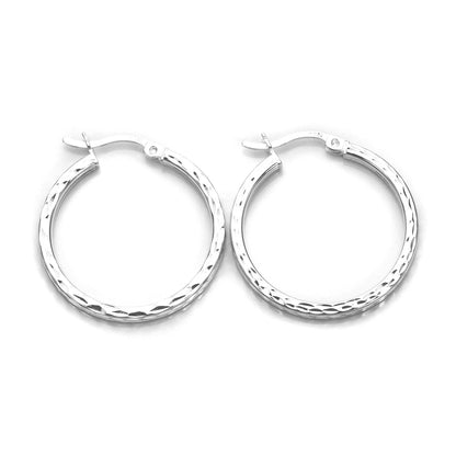 Boucles d'oreilles créoles carrées en argent sterling taille diamant