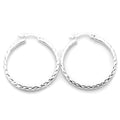 Boucles d'oreilles créoles carrées en argent sterling taille diamant