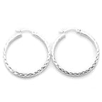 Boucles d'oreilles créoles carrées en argent sterling taille diamant
