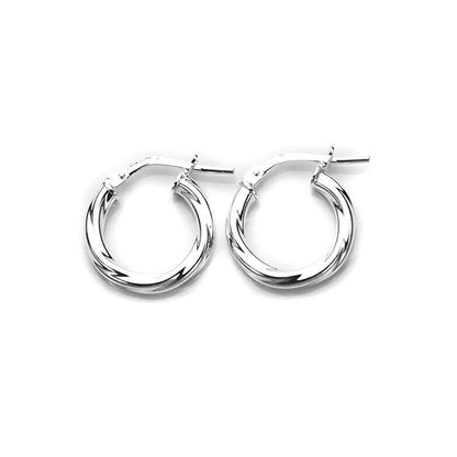 Boucles d'oreilles créoles en argent sterling torsadées de 2,5 mm