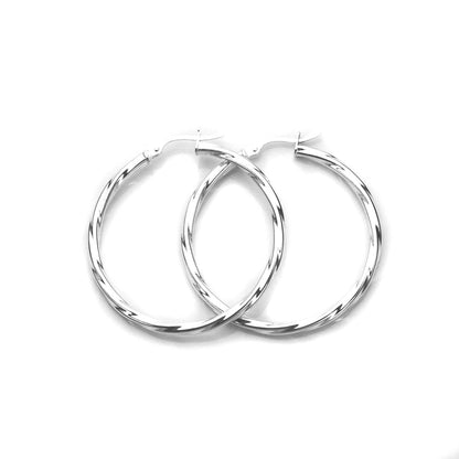Boucles d'oreilles créoles en argent sterling torsadées de 2,5 mm