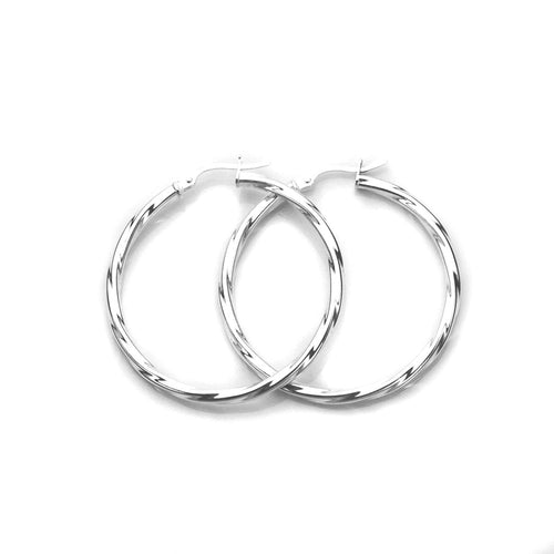 Boucles d'oreilles créoles en argent sterling torsadées de 2,5 mm
