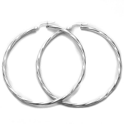 Boucles d'oreilles créoles en argent sterling torsadées de 2,5 mm