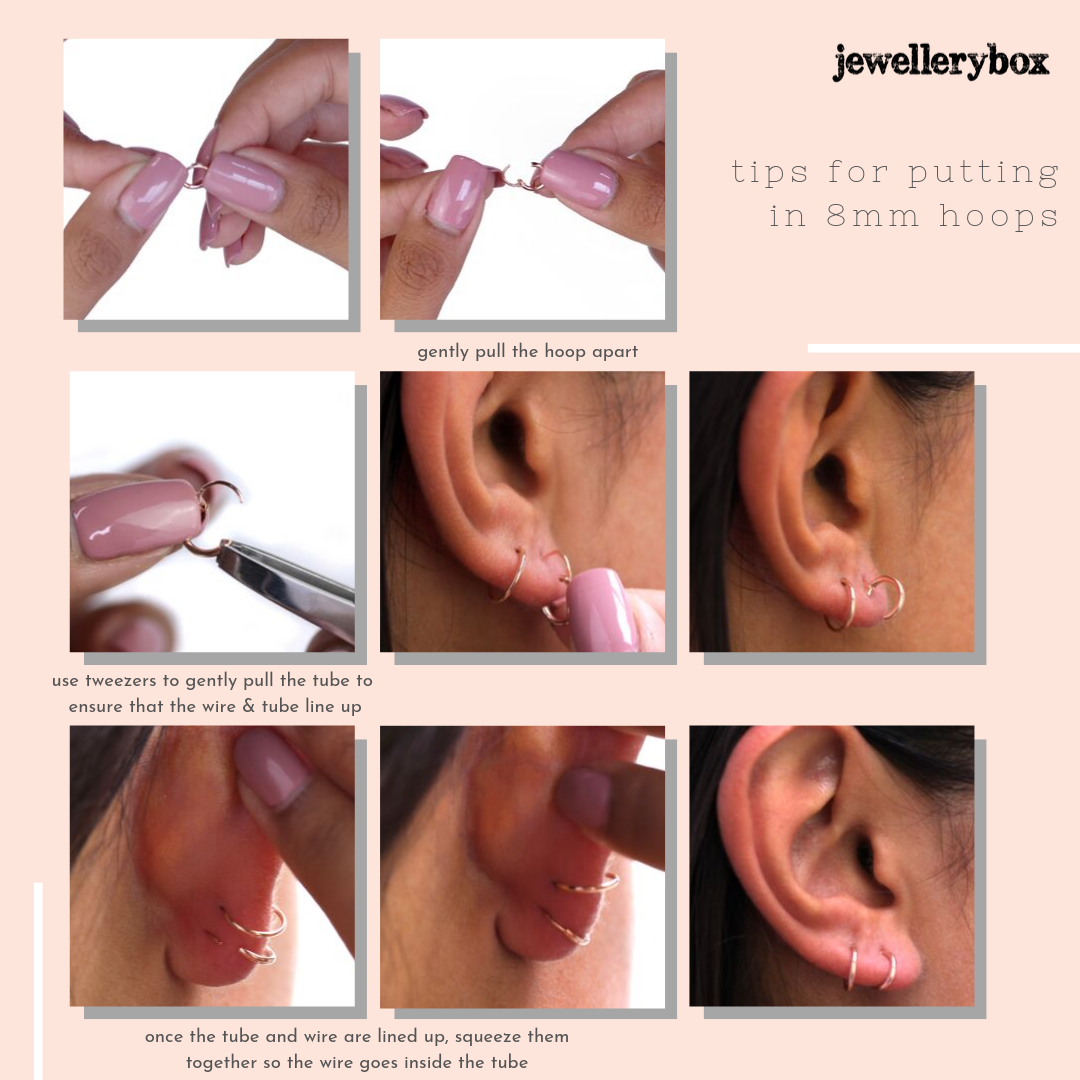 Boucles d'oreilles créoles dormeuses en argent sterling de 8 mm - Trois couleurs