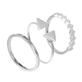 Ensemble de bagues empilables géométriques carrées en argent sterling avec triangles et zircones cubiques