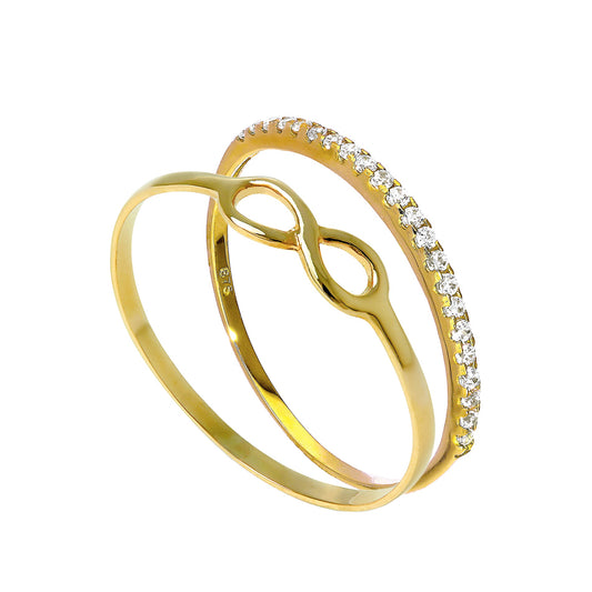 Ensemble de bagues empilables Infinity et Eternity en or 9 carats