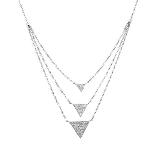 Collier triple triangle en argent sterling et cristal CZ transparent