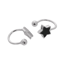 Boucles d'oreilles étoiles en argent sterling et émail noir