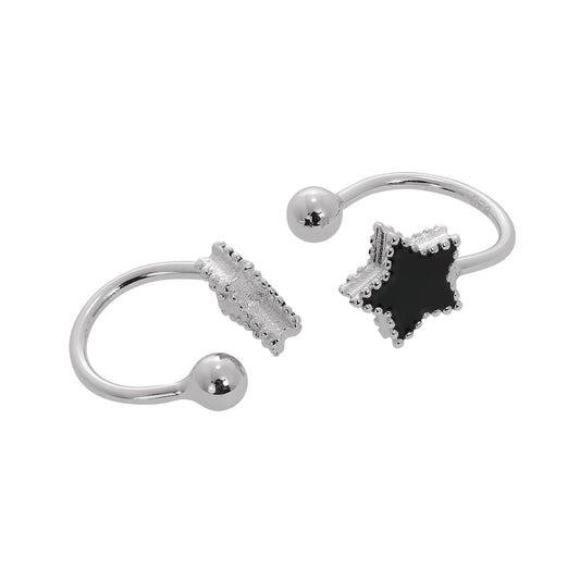 Boucles d'oreilles étoiles en argent sterling et émail noir