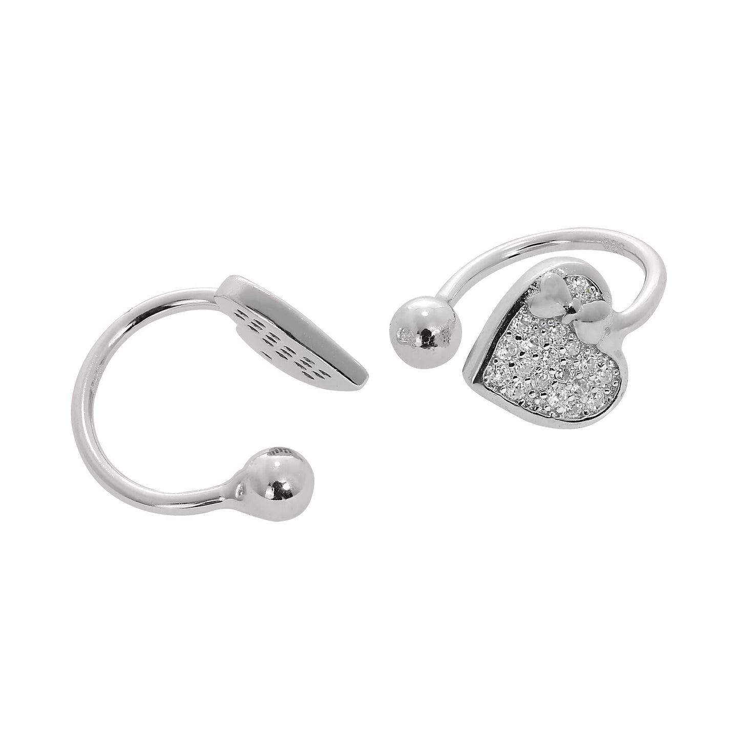Boucles d'oreilles en argent sterling et cristal CZ transparent en forme de cœur avec nœud