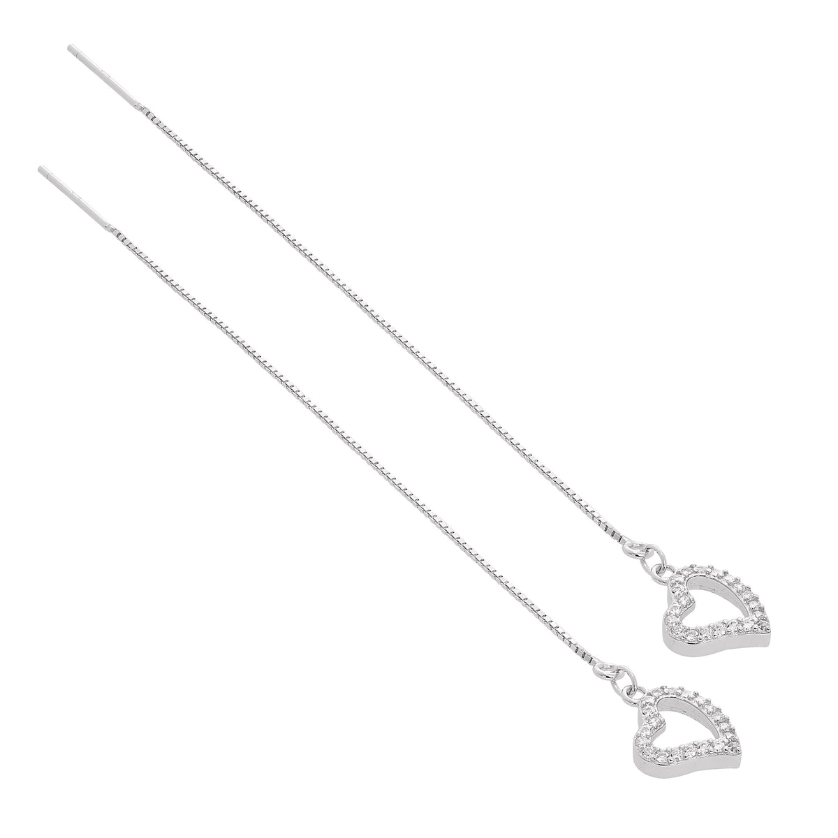 Boucles d'oreilles en argent sterling et cristal CZ transparent en forme de cœur