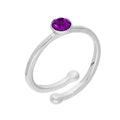 Bagues réglables en argent sterling et cristal CZ avec pierre de naissance