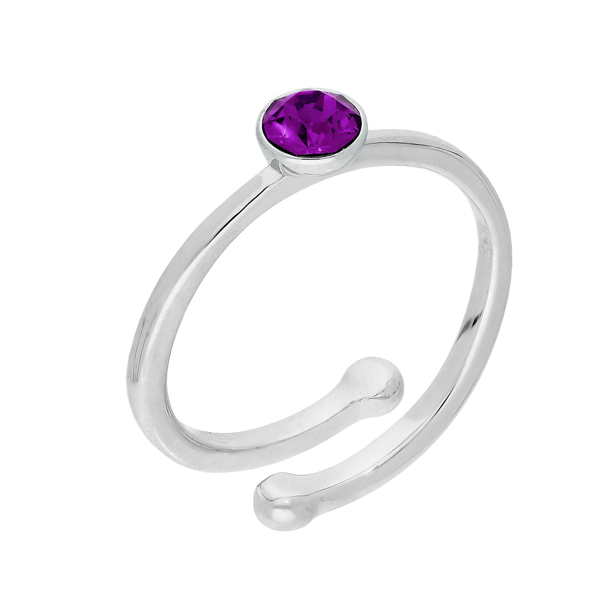 Bagues réglables en argent sterling et cristal CZ avec pierre de naissance