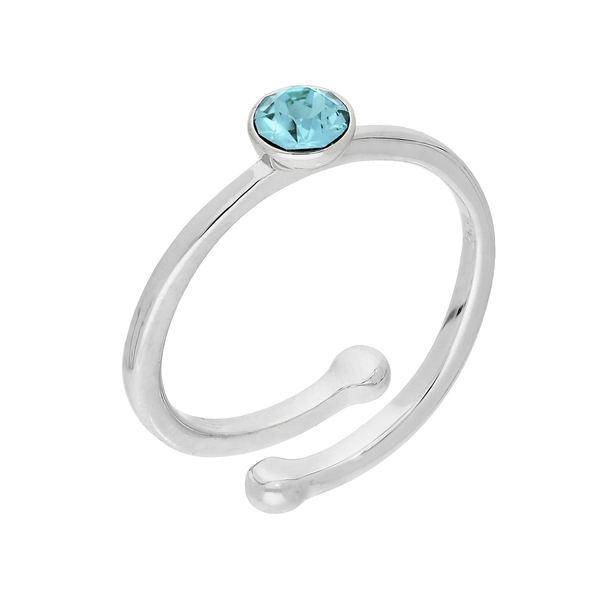 Bagues réglables en argent sterling et cristal CZ avec pierre de naissance