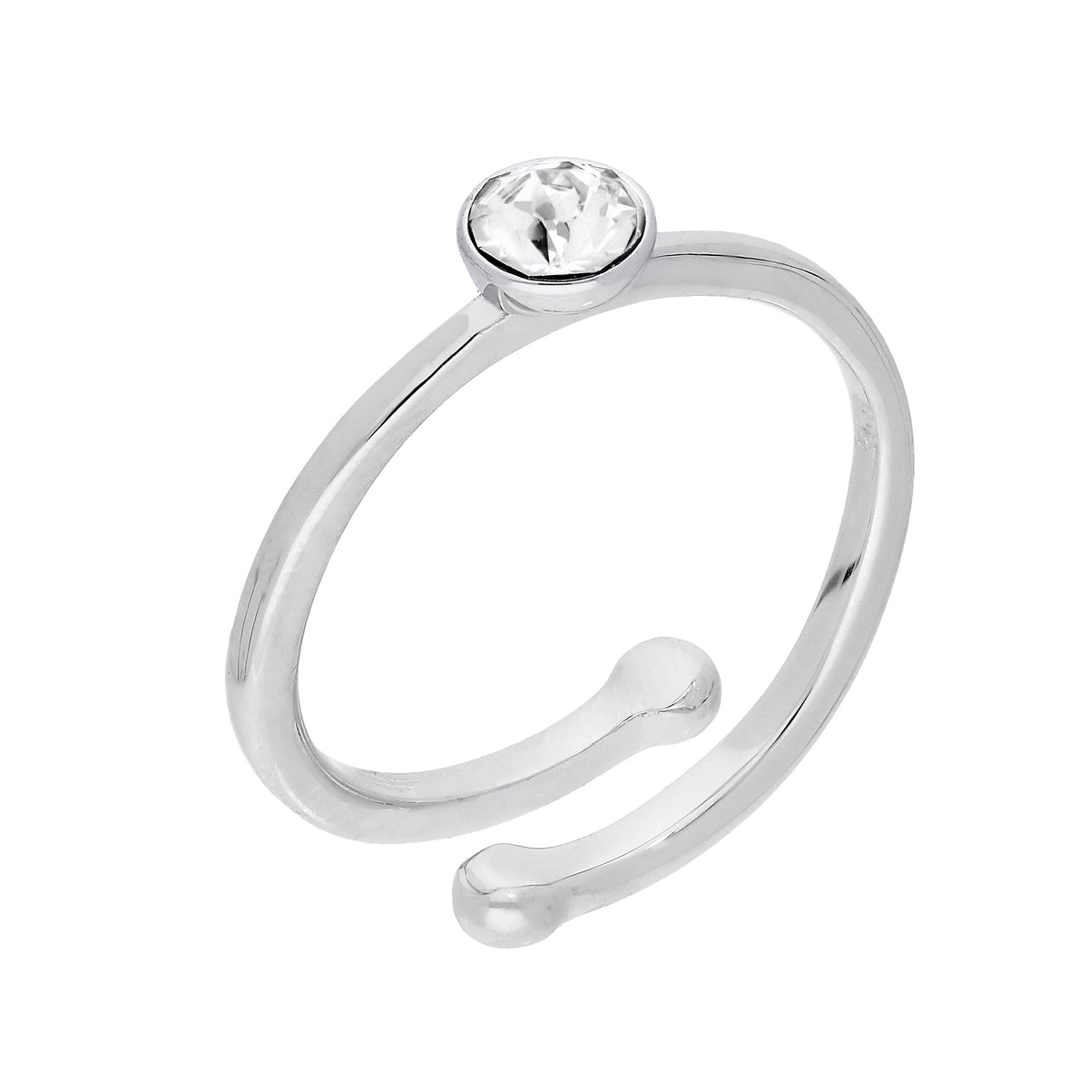 Bagues réglables en argent sterling et cristal CZ avec pierre de naissance