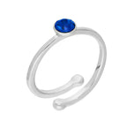 Bagues réglables en argent sterling et cristal CZ avec pierre de naissance