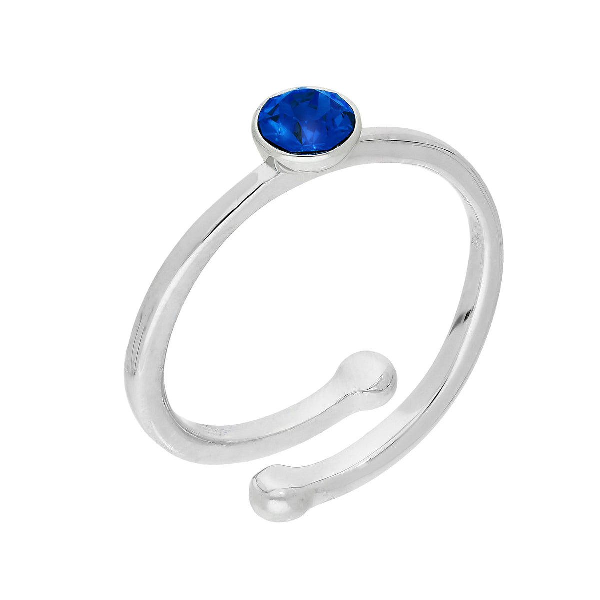 Bagues réglables en argent sterling et cristal CZ avec pierre de naissance