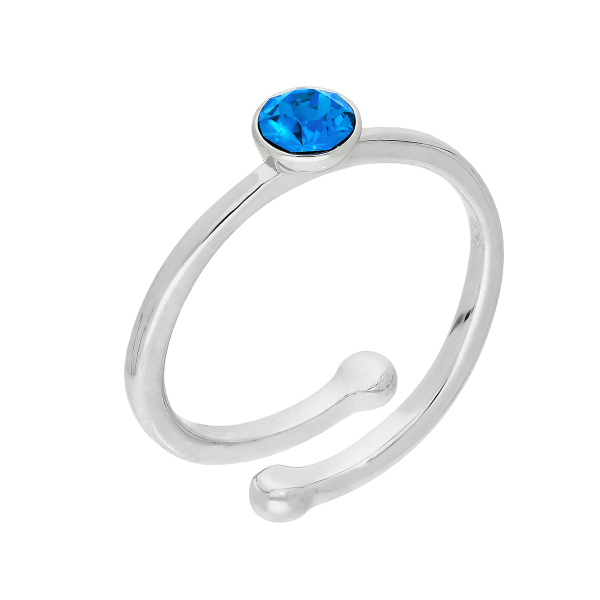 Bagues réglables en argent sterling et cristal CZ avec pierre de naissance