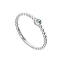 Bague en argent sterling et cristal CZ aigue-marine avec pierre de naissance de mars et perles 48 - 62,5