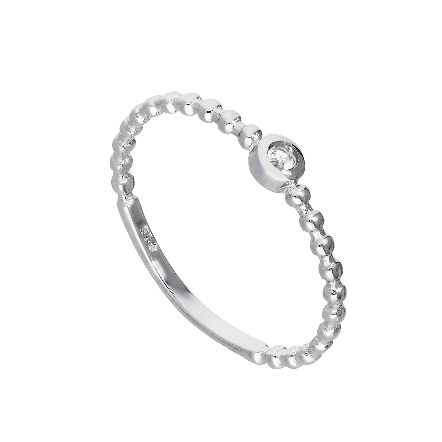 Bague en argent sterling et cristal CZ transparent, pierre de naissance d'avril, perles I - U