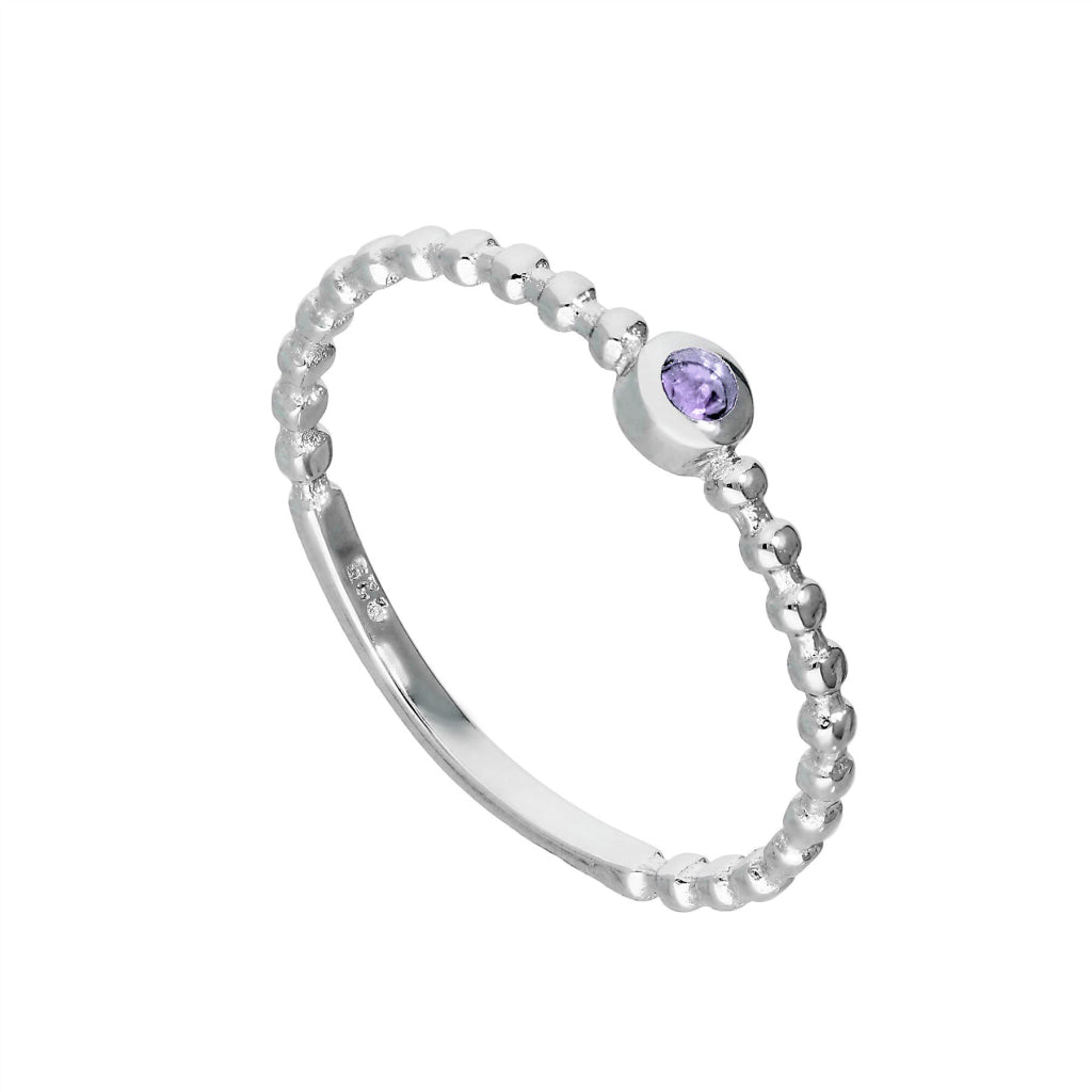 Bague en argent sterling et cristal Alexandrite CZ, pierre de naissance du mois de juin, perles 48 - 62,5