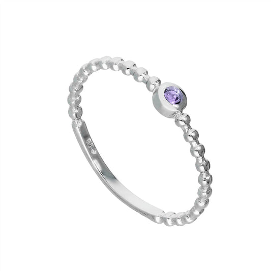 Bague en argent sterling et cristal Alexandrite CZ, pierre de naissance du mois de juin, perles I - U