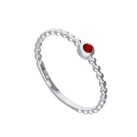 Bague en argent sterling et cristal CZ rubis avec pierre de naissance de juillet, tailles I à U