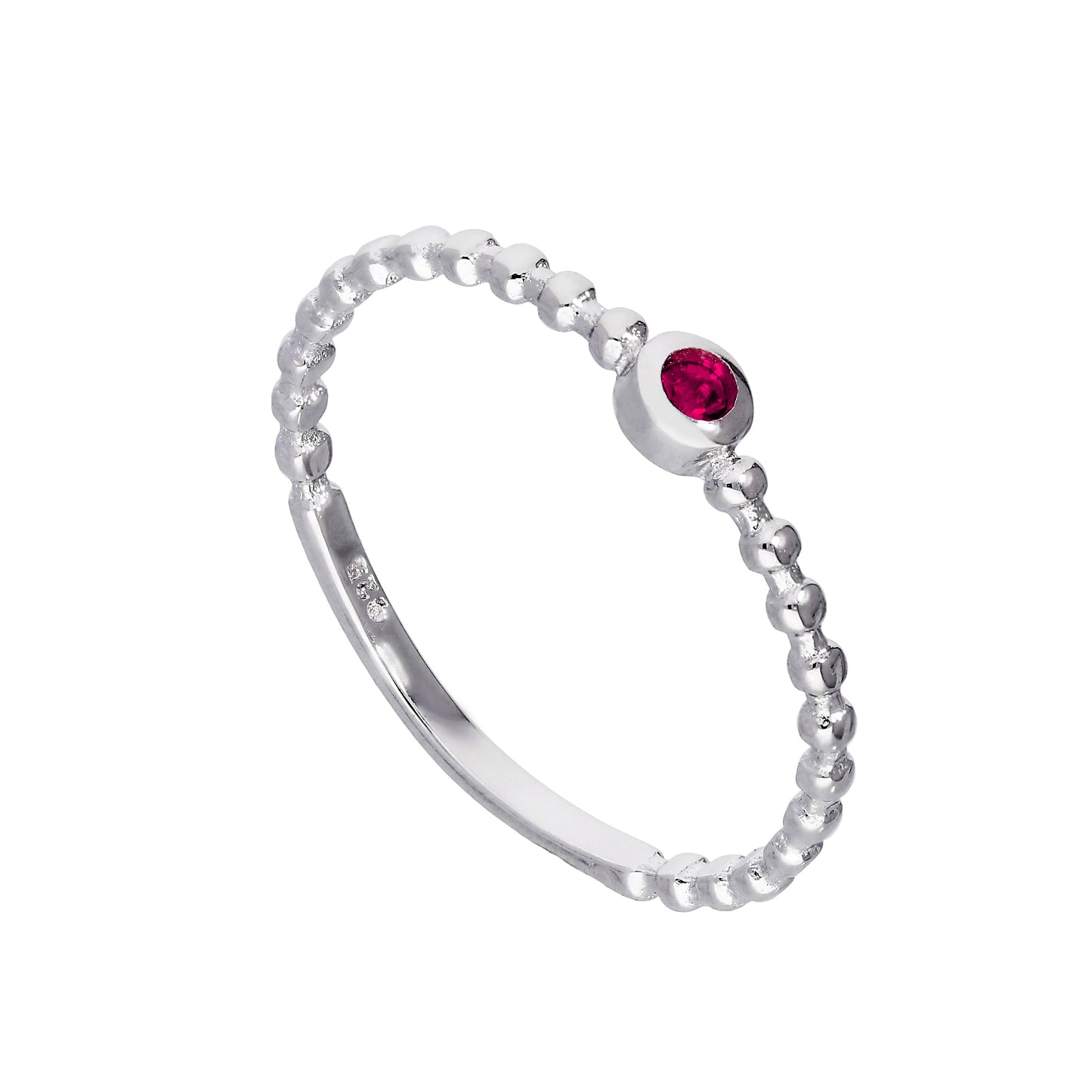 Bague en argent sterling et cristal CZ rubis avec pierre de naissance de juillet, tailles I à U