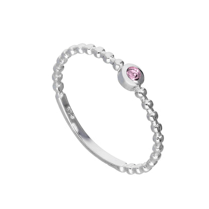 Bague en argent sterling et cristal tourmaline CZ avec pierre de naissance d'octobre et perles IU