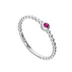 Bague en argent sterling et cristal tourmaline CZ avec pierre de naissance d'octobre et perles IU