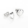 Boucles d'oreilles à tige en argent sterling en forme de cœur ouvert et arrondi
