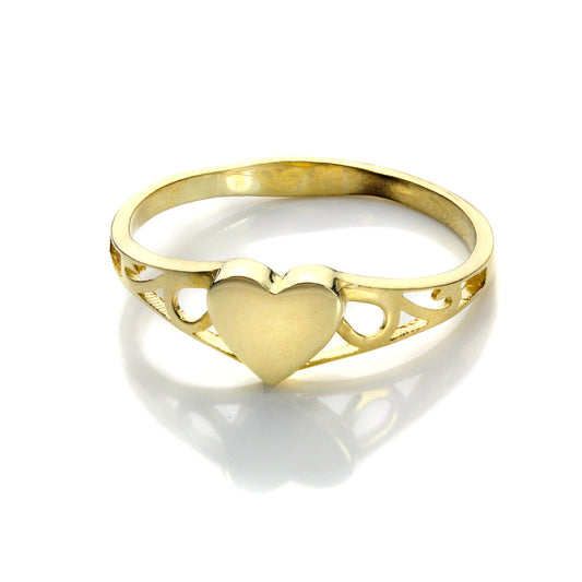 Chevalière en or jaune 9 carats personnalisable en forme de cœur