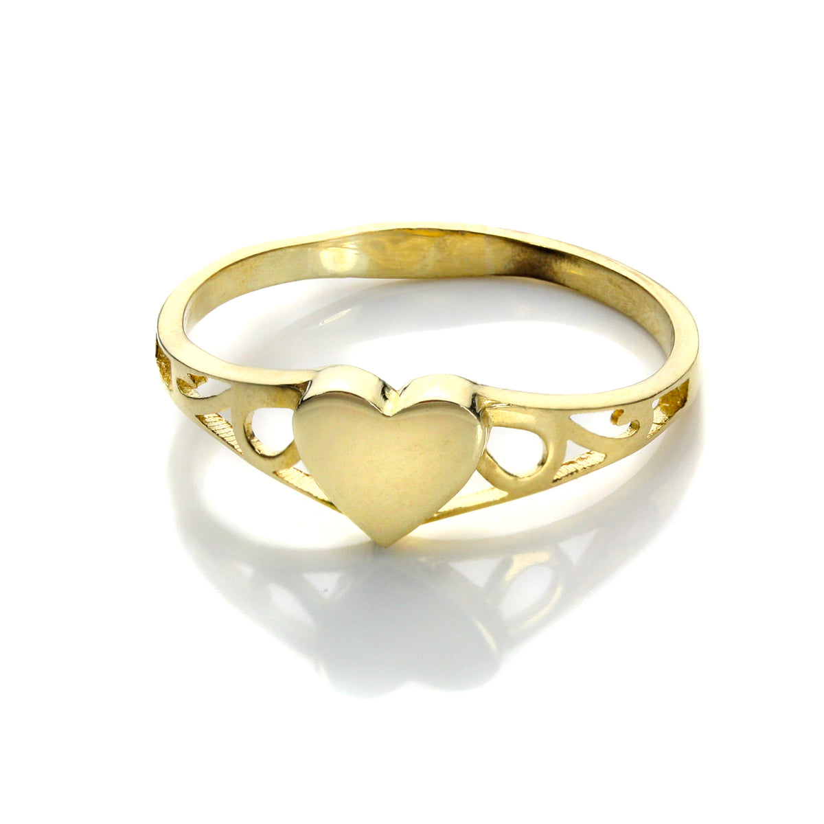 Chevalière en or jaune 9 carats personnalisable en forme de cœur