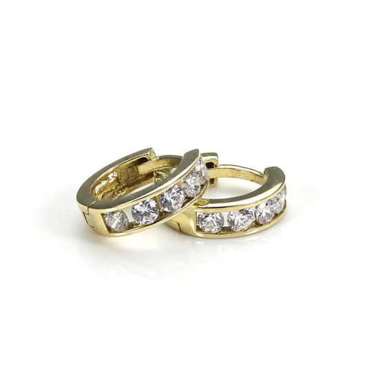Boucles d'oreilles créoles à charnière en or 9 carats avec cristaux de 7 mm
