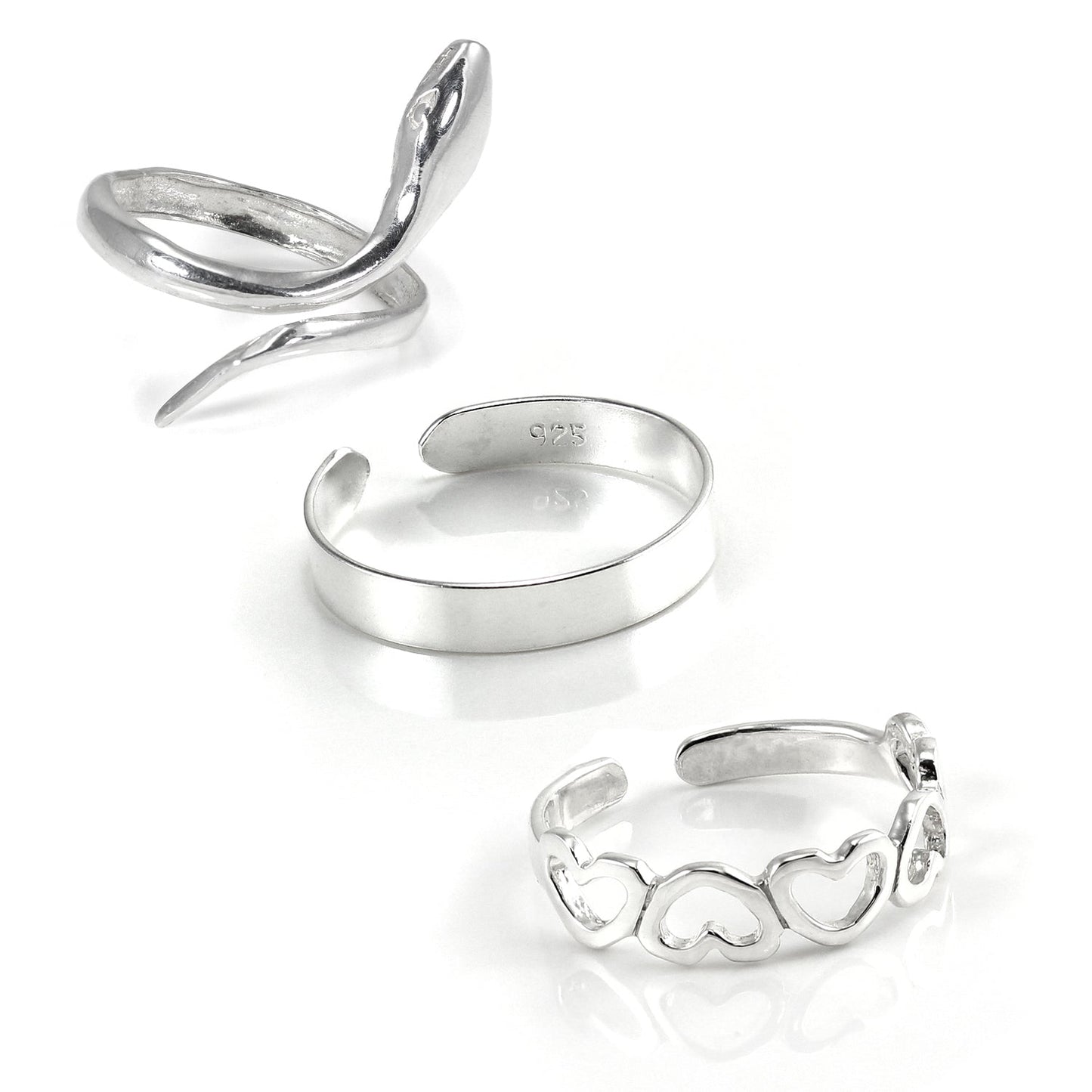 Ensemble de bagues d'orteil d'été en argent sterling
