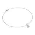 Bracelet de cheville Belcher en argent sterling fin avec petit cœur plat - 25,4 cm