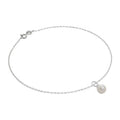 Bracelet de cheville Belcher en argent sterling fin avec breloque perle - 25,4 cm