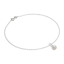 Bracelet de cheville Belcher en argent sterling fin avec breloque perle - 25,4 cm