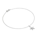 Bracelet de cheville Belcher en argent sterling fin avec breloque étoile taille diamant - 25,4 cm