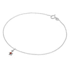 Bracelet de cheville Belcher en argent sterling fin avec breloque étoile en cristal CZ - 25,4 cm