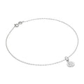 Bracelet de cheville Belcher en argent sterling fin avec breloque en forme d'arbre de vie - 25,4 cm