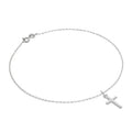 Bracelet de cheville Belcher en argent sterling fin avec petite croix unie - 25,4 cm