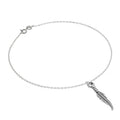Bracelet de cheville Belcher en argent sterling fin avec breloque plume - 25,4 cm