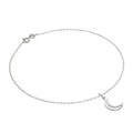 Bracelet de cheville Belcher en argent sterling fin avec breloque en forme de lune - 25,4 cm