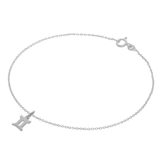 Bracelet de cheville Belcher en argent sterling fin avec symboles du zodiaque - 25,4 cm