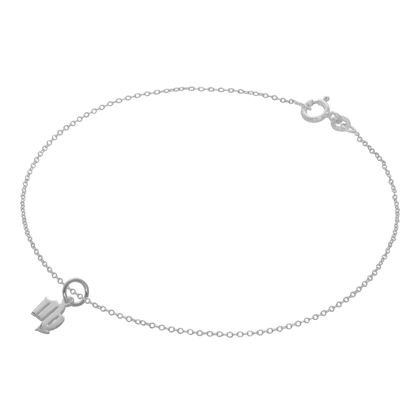 Bracelet de cheville Belcher en argent sterling fin avec symboles du zodiaque - 25,4 cm