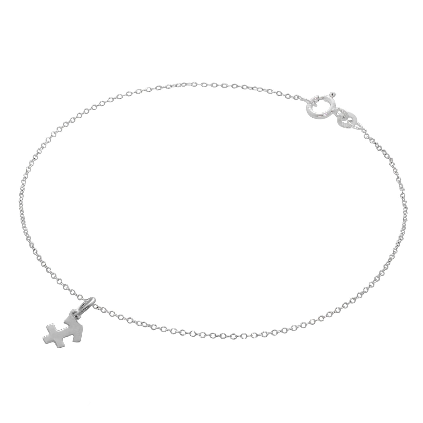 Bracelet de cheville Belcher en argent sterling fin avec symboles du zodiaque - 25,4 cm