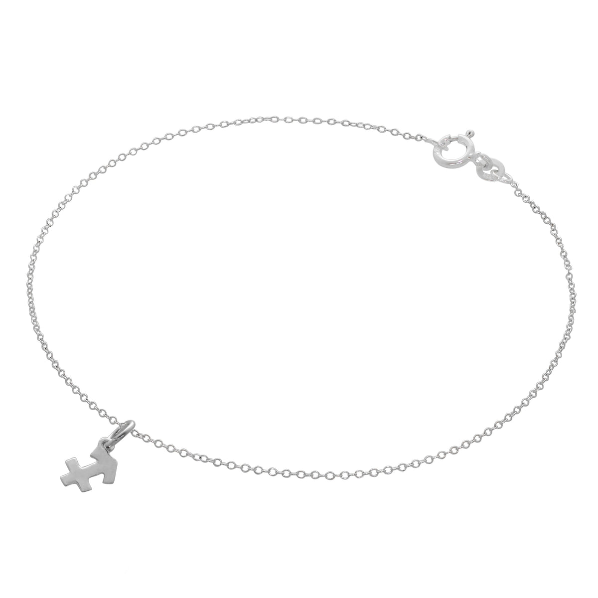 Bracelet de cheville Belcher en argent sterling fin avec symboles du zodiaque - 25,4 cm